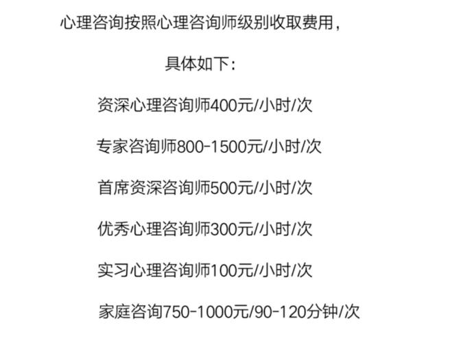 心理咨询收费标准