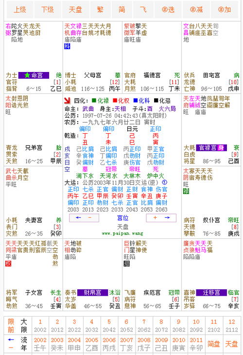 星是为了看盘更加方便直观,上面的紫微斗数命盘图片是信达利紫微斗数